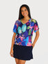 Double Ruffle Bell Sleeves V Neck DIGITAL PRINT Top - T2704